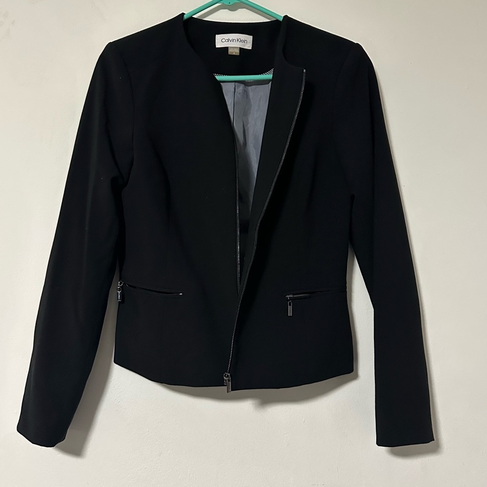 Calvin Klein Black Zip-Front Women's Blazer